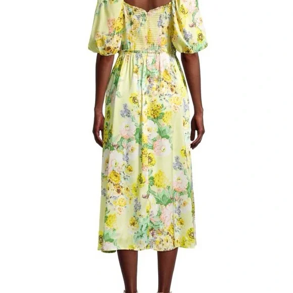 💛 For Love And Lemons Yellow Floral Midi Dress 💛